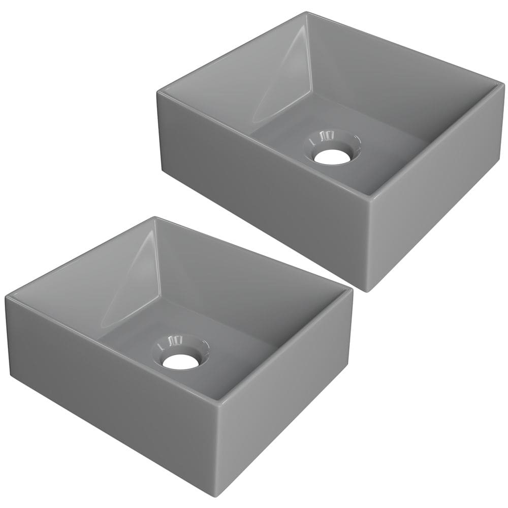 Kit 02 Cubas de Apoio Retangular Para Banheiro Lavabo C01 RT30W Cinza - Lyam