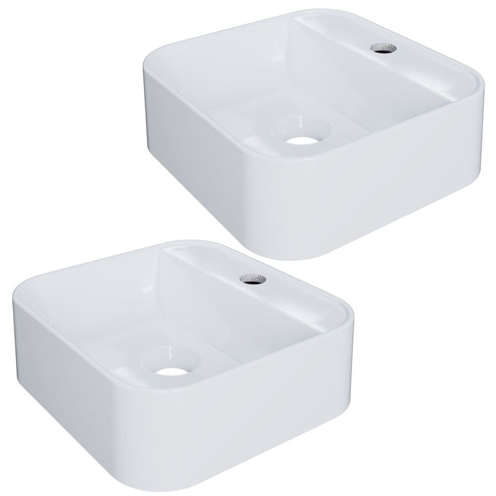 Kit 02 Cubas de Apoio Quadrada Para Banheiro Lavabo C01 QA31W Branco - Lyam