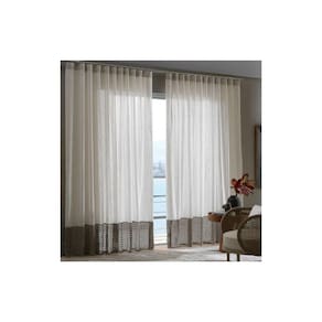 Cortina Bella Janela 420x250 cm Duplex Monaco Crochê Cascalho