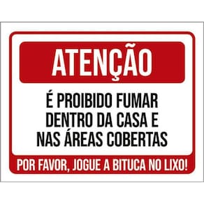 Kit 5 Placas Atenção Proibido Fumar Dentro Da Casa