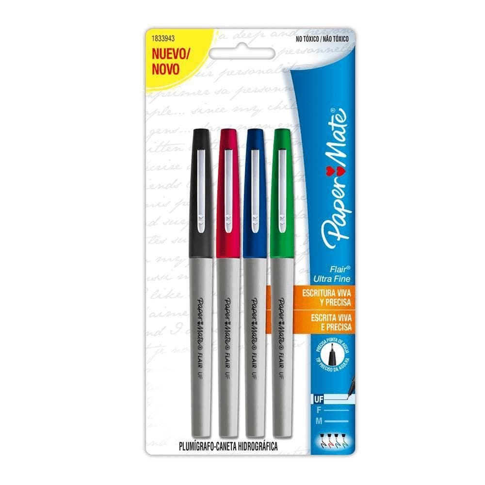 Caneta Hidrográfica Paper Mate Flair Basic 4 Cores