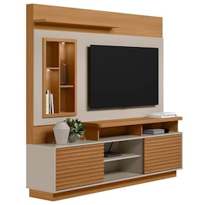 Estante Painel Para TV 60 Pol com LED 200cm Dora L06 Nature/Off White - Mpozenato