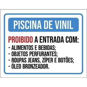 Kit 5 Placas Piscina Vinil Proibido Alimentos Bebidas