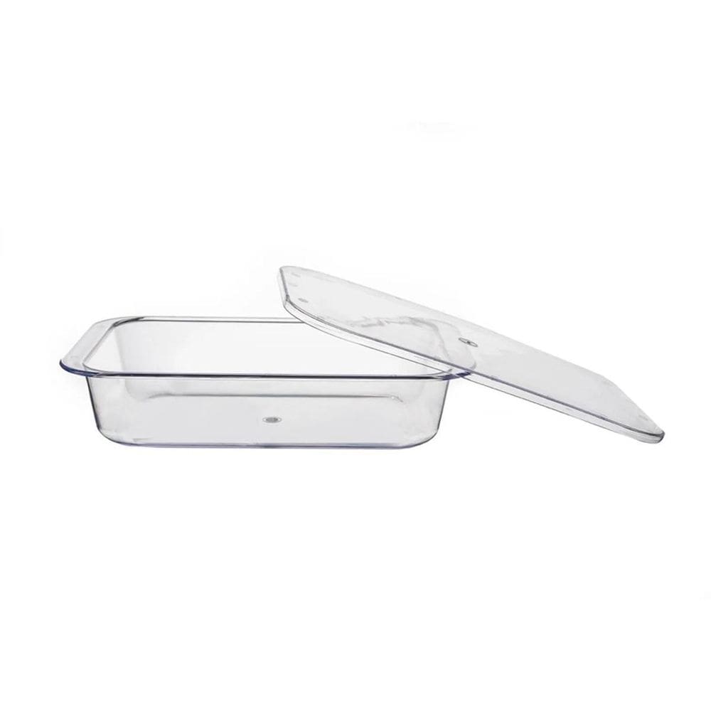 Kit 03 Travessa Retangular Cristal Transparente Tampa 17X27