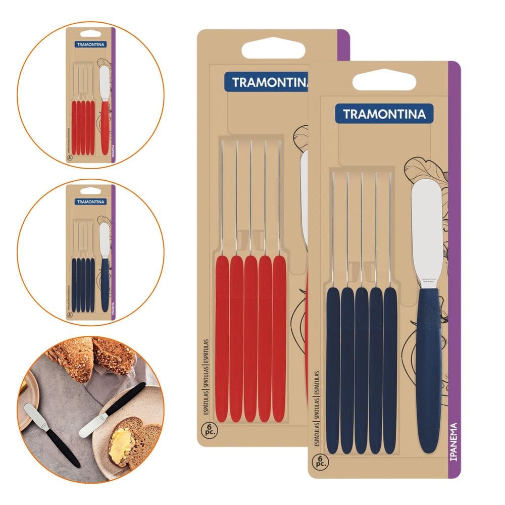 Kit Espátulas Manteiga Tramontina Ipanema Vermelho/Azul 12P