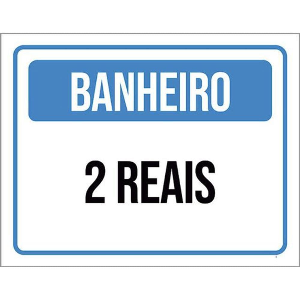 Kit 5 Placas Sinalização - Banheiro 2 Reais