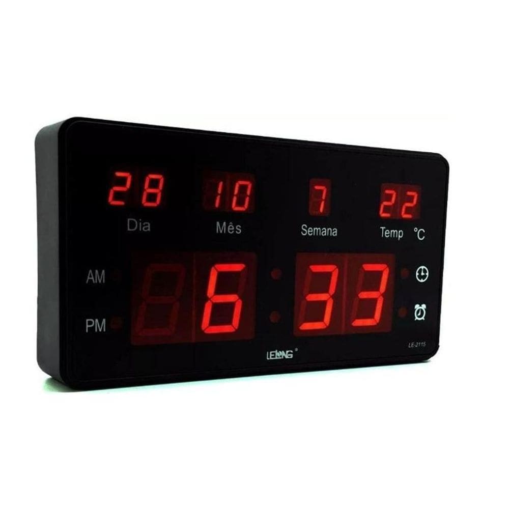 Relógio Parede Led Digital Le-2115 Lelong Temperatura