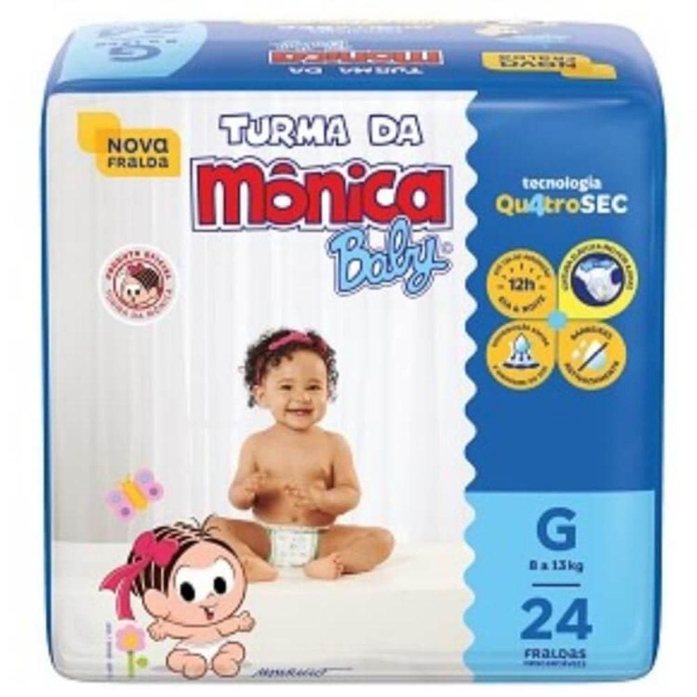 Turma Da Mônica Baby Fralda Jumbo Tam G Com 24 Un