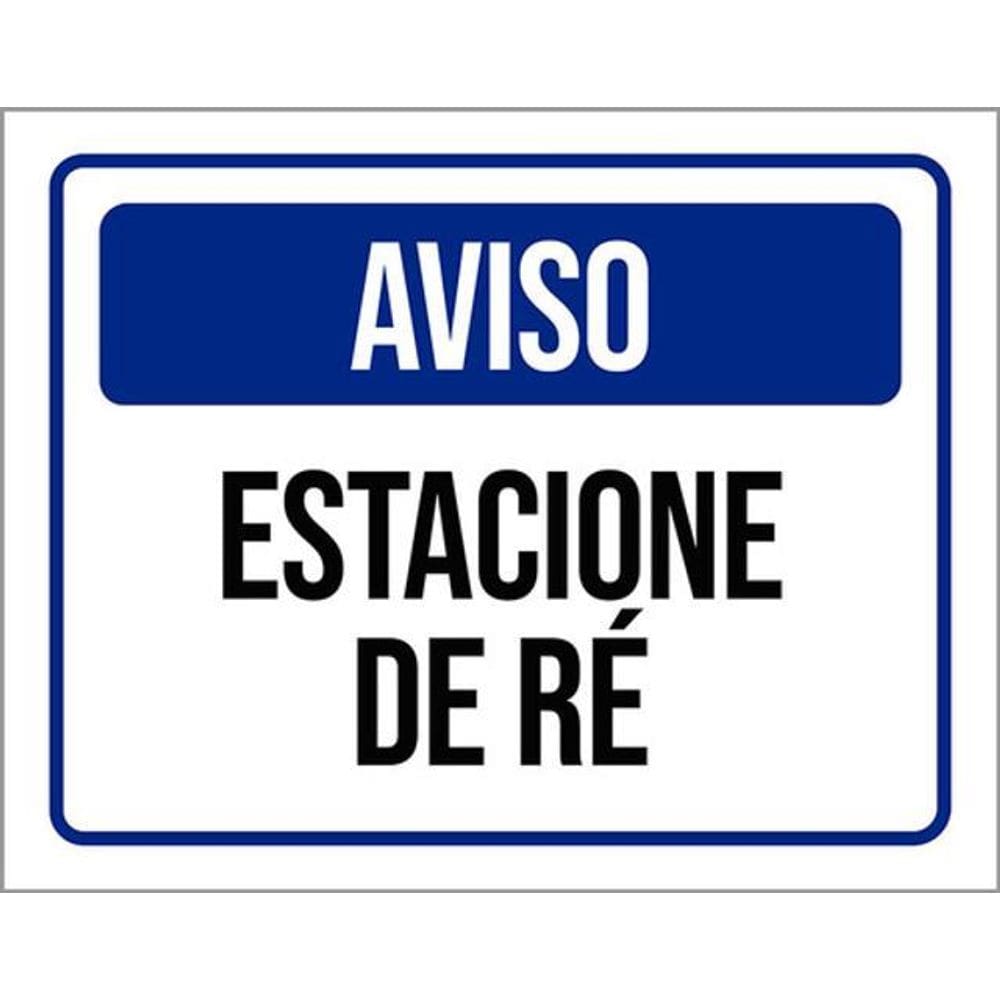 Kit 5 Placas Sinalização - Aviso Estacionar De Ré Azul