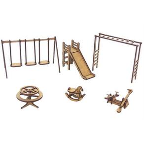 Kit 6 Miniaturas Parquinho Balança Gangorra Escorregador Mdf