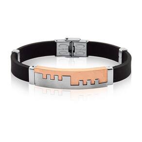Pulseira Masculina Emborrachada Com Placa Em Aço