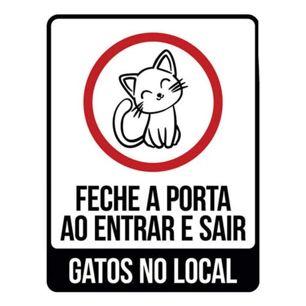 Kit 10 Placas Fecha Porta Entrar Sair Gatos Local 36X46