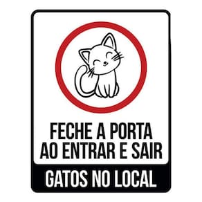 Kit 10 Placas Fecha Porta Entrar Sair Gatos Local 36X46