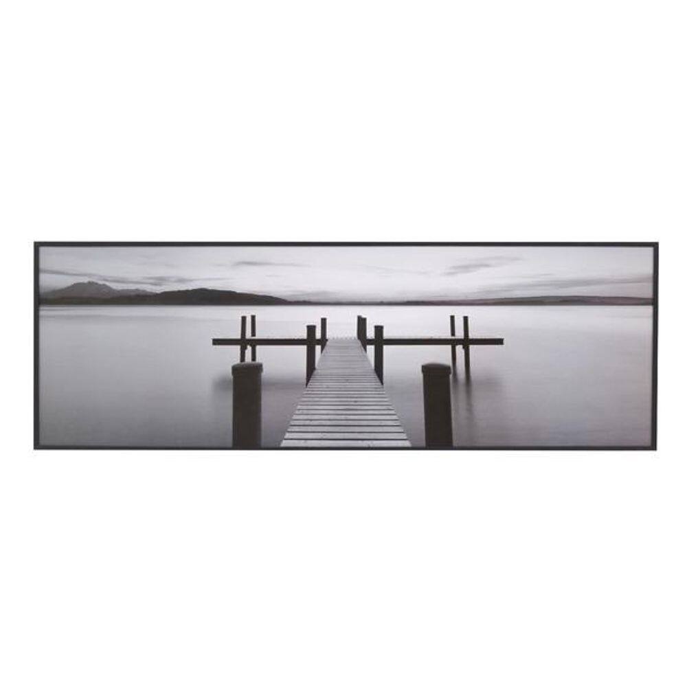 Quadro Decorativo Barcelona Ponte Preto E Branco 30X90Cm