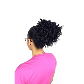 Aplique Puff Coque Afro Castanho Escuro 2 Fibra Japonesa