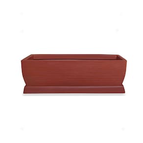 Vaso De Planta Jardineira Polietileno 80X30 + Prato Cerâmica