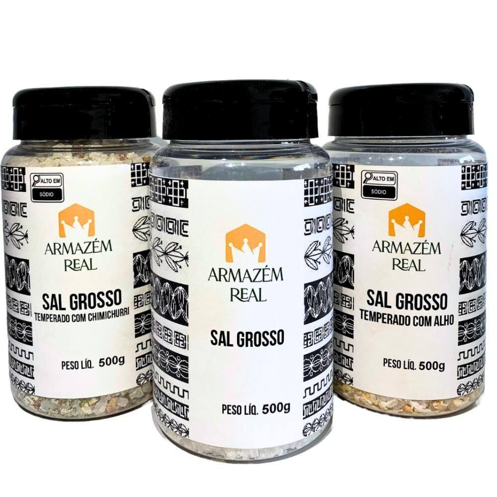 Kit De Sal Grosso Churrasco 3 Potes Armazém Real