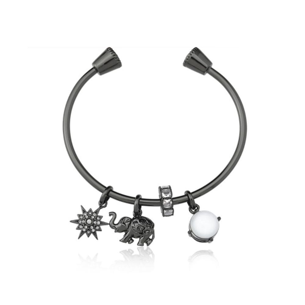 Bracelete Berloques com zircônias amarelas folheda a ródio