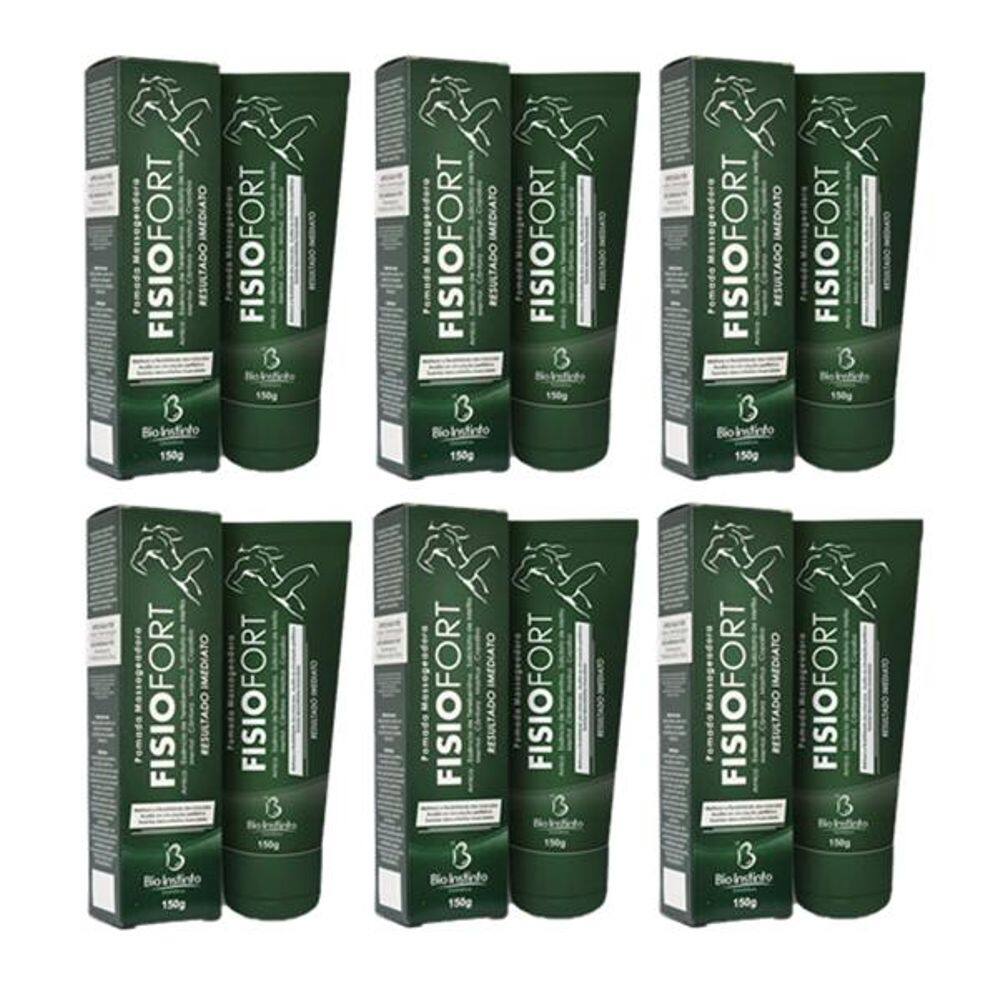 Kit com 6 Pomada Massageadora FisioFort 150g Cada