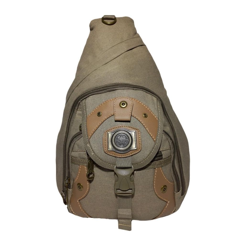 Mochila Transversal Esportiva Lona Bege