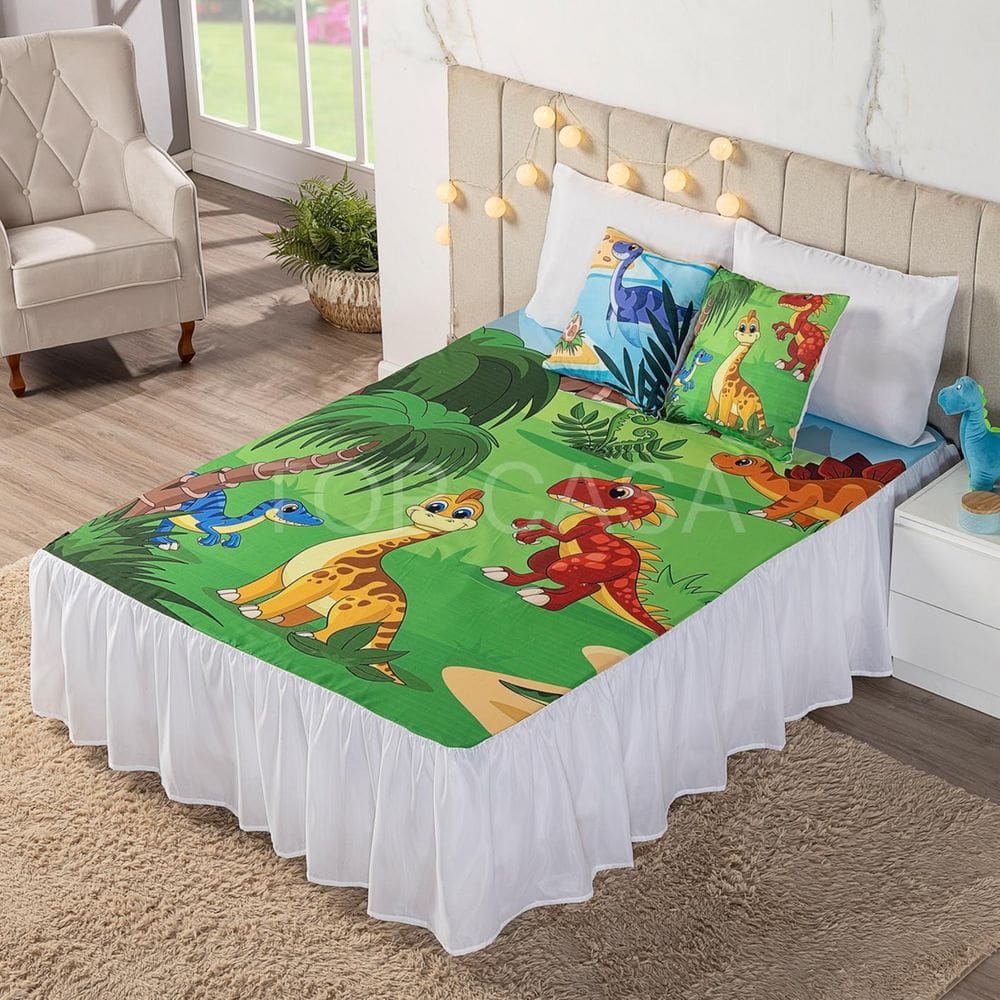 Kit Colcha Cobre Leito Casal Padrão 5 Peças Estampado