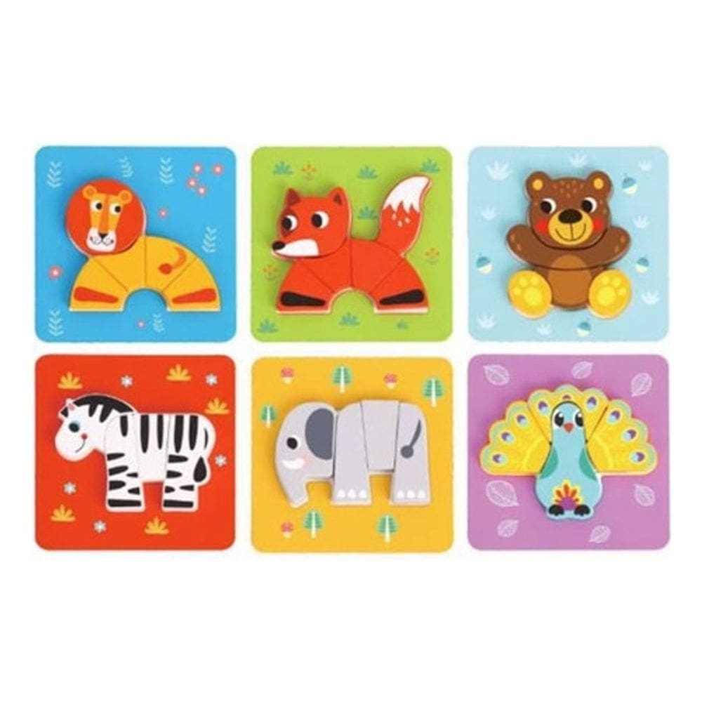 Kit Mini Quebra Cabeça De Animais 6 Unidades Tooky Toy