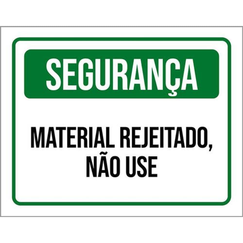 Kit 5 Placas De Sinalização - Segurança Material Rejeitado