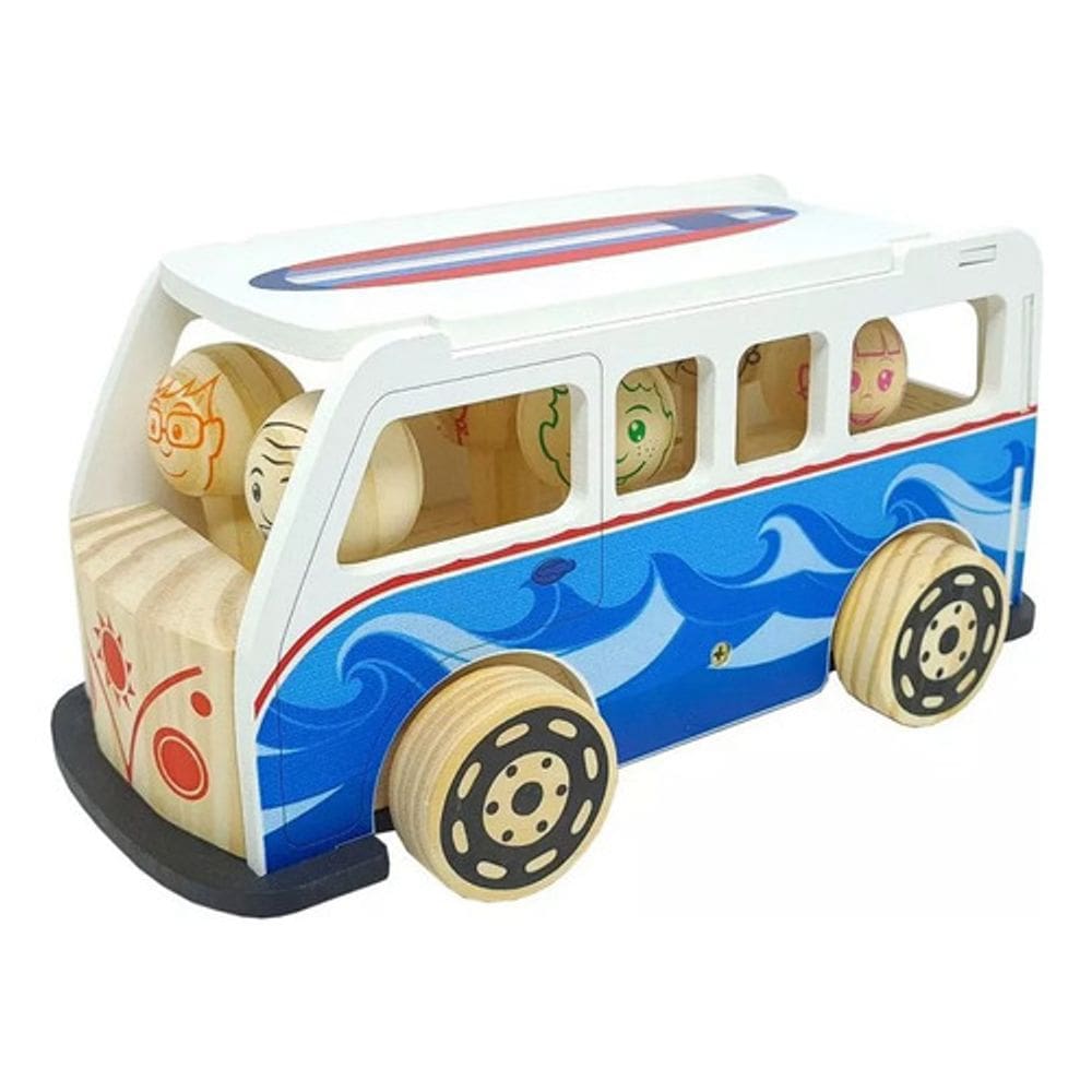 Kombi Coleção Retro Carro Madeira Educativo Newart Carrinho
