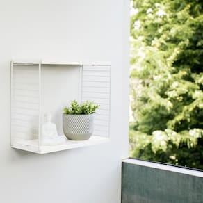 Cubo Decorativo de Madeira e Aço de Parede Branco/Branco