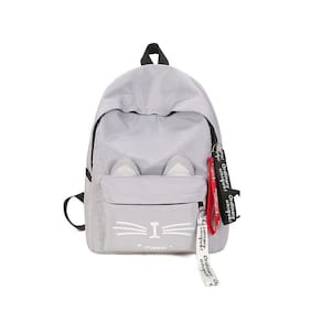 Mochila Escolar Feminina Juvenil Média Gatinha M831 Cinza