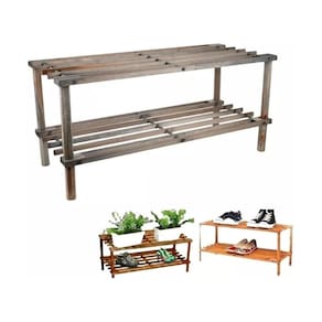 Sapateira Madeira 2 Andares Marrom - 63x26x30cm