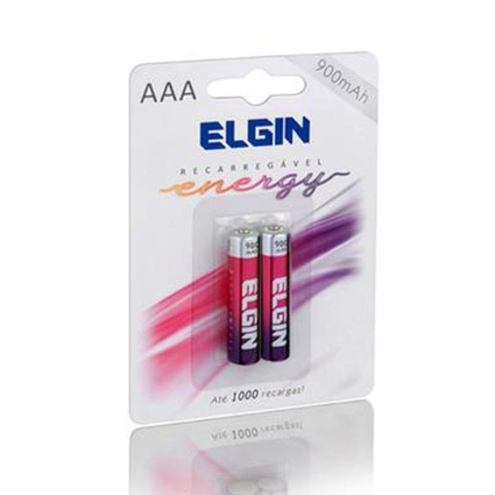 Pilhas Recarregável AAA palito Energy 900 Mah Elgin 2 Unid.
