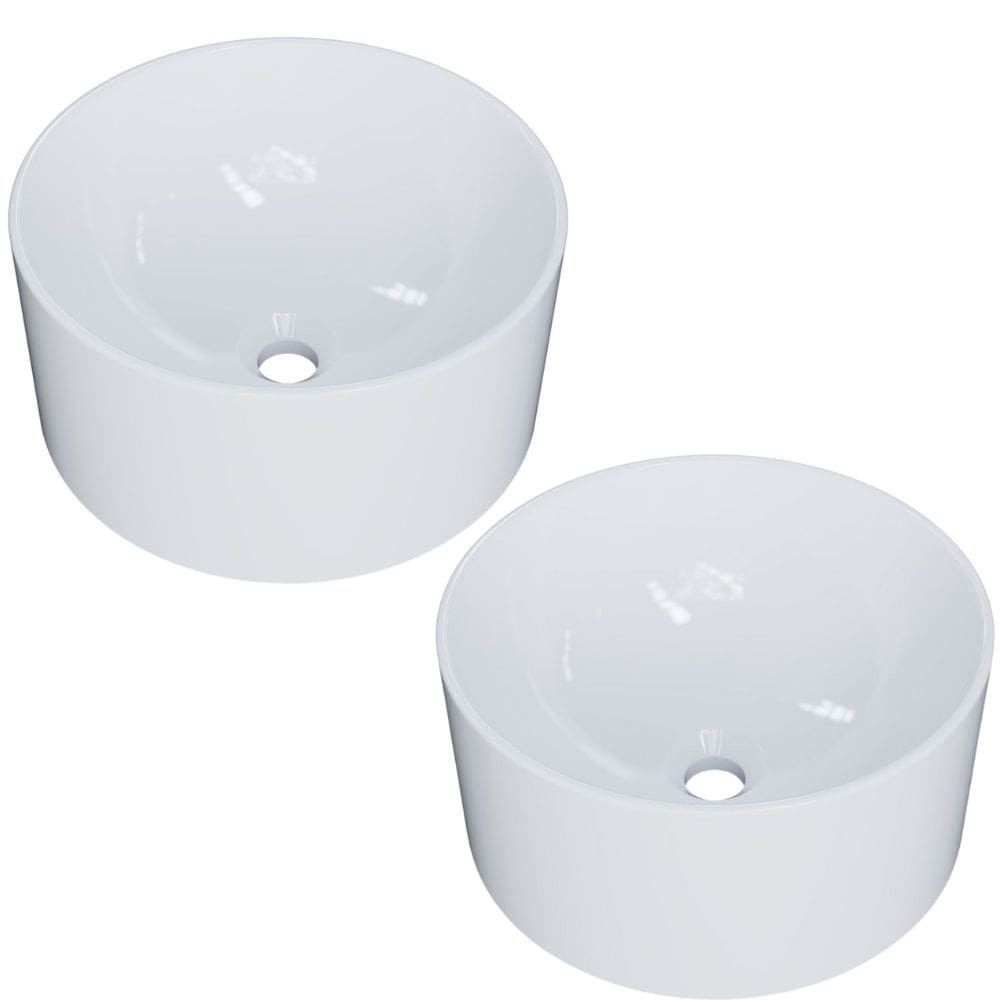 Kit 02 Cubas de Apoio Redonda Para Banheiro Lavabo C01 BL30W Branco - Lyam
