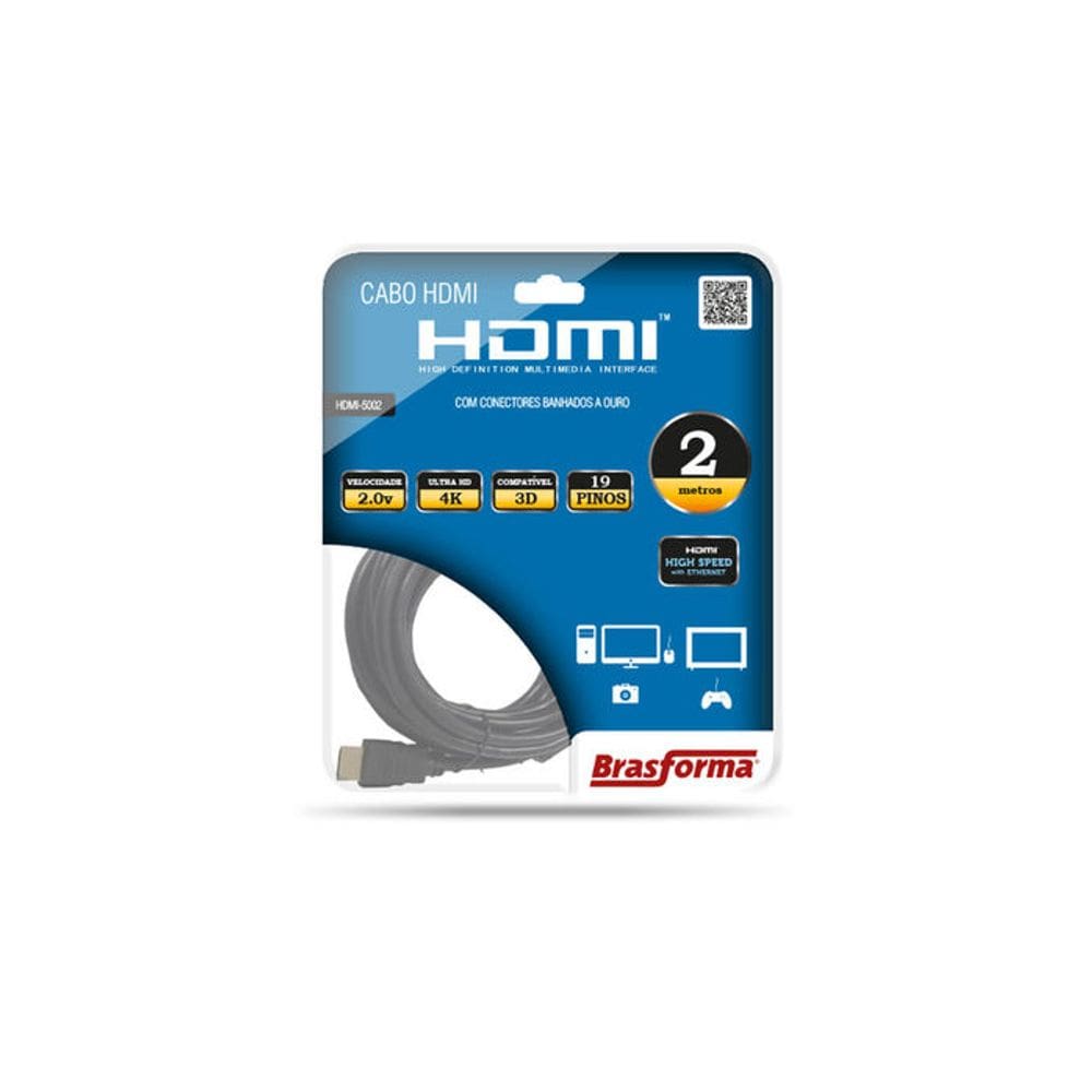 Cabo HDMI Brasforma de Alta Definição 2.0 com 2m HDMI5002