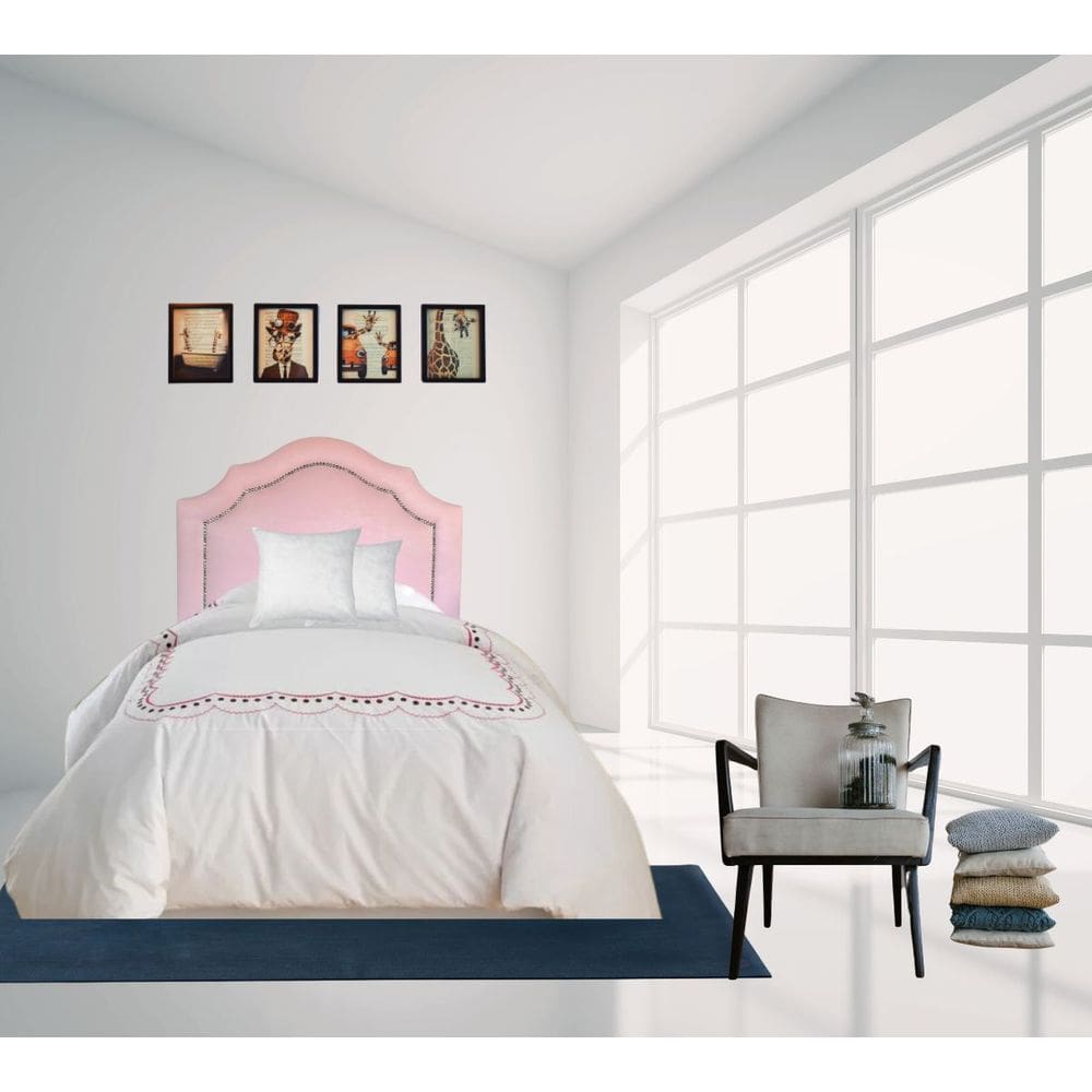 Cabeceira Solteiro Provençal Deluxe Corino Rosa Tacha Prata