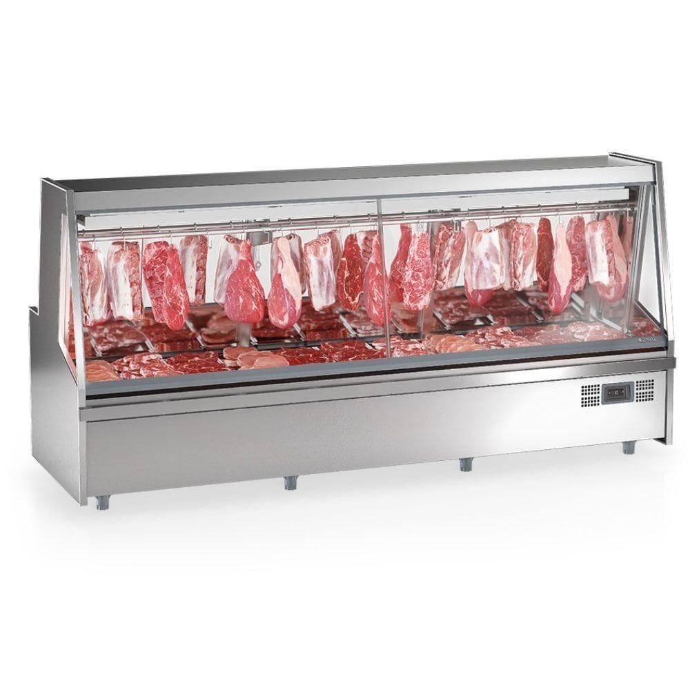 Balcão Frigorífico Premium Turino Sem Depósito Gatp300a Gelopar Expositor De Carnes Inox 220v