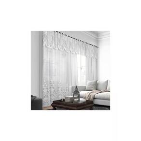 Cortina de Renda Donna Inter 300x180 cm Irlanda com Bandô Branco