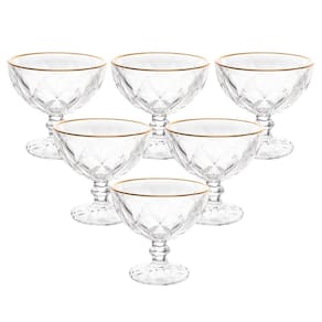 Kit 6 Taças De Sobremesa Com Fio Dourado Lyor 5735