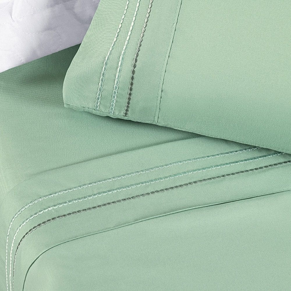 Jogo de Lençol Queen Yara bordado 4 peças Verde