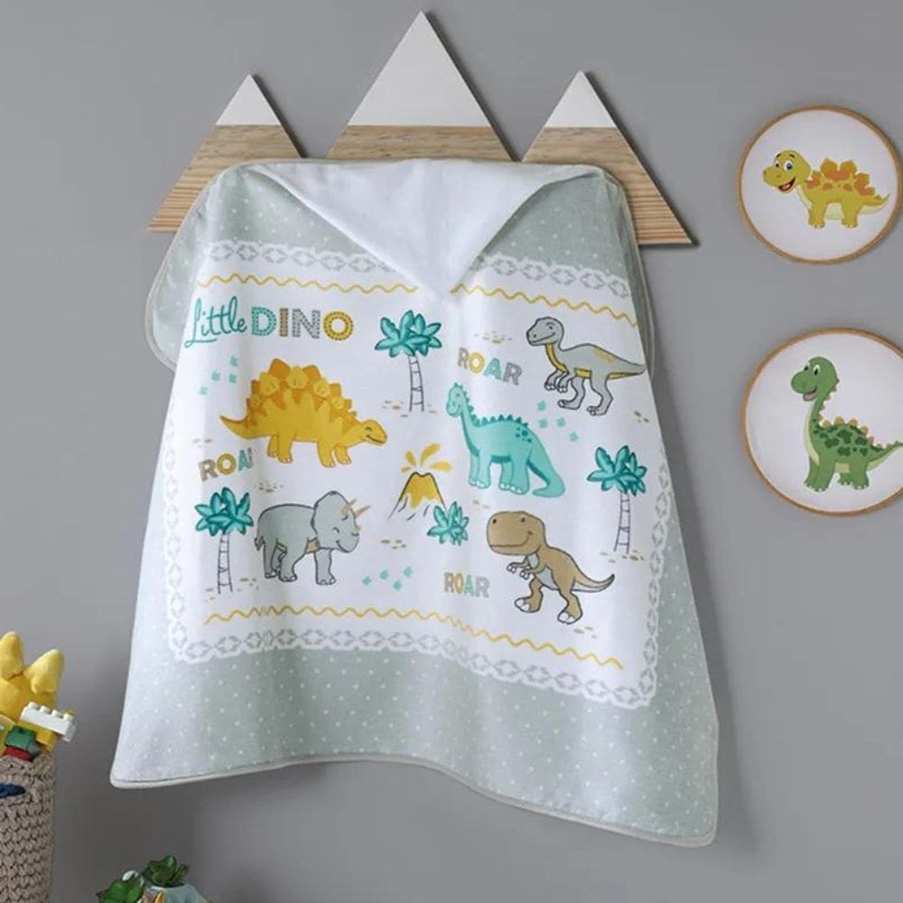 Toalha de Banho com Capuz 100% Algodão Dohler 90x70cm Little Dino