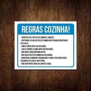 Placa Sinalização - Regras Cozinha Ml3832 27X35