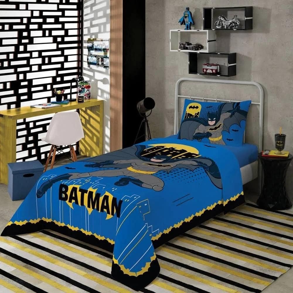 Jogo De Cama Solteiro Estampado Batman 1,50 X 2,10 M