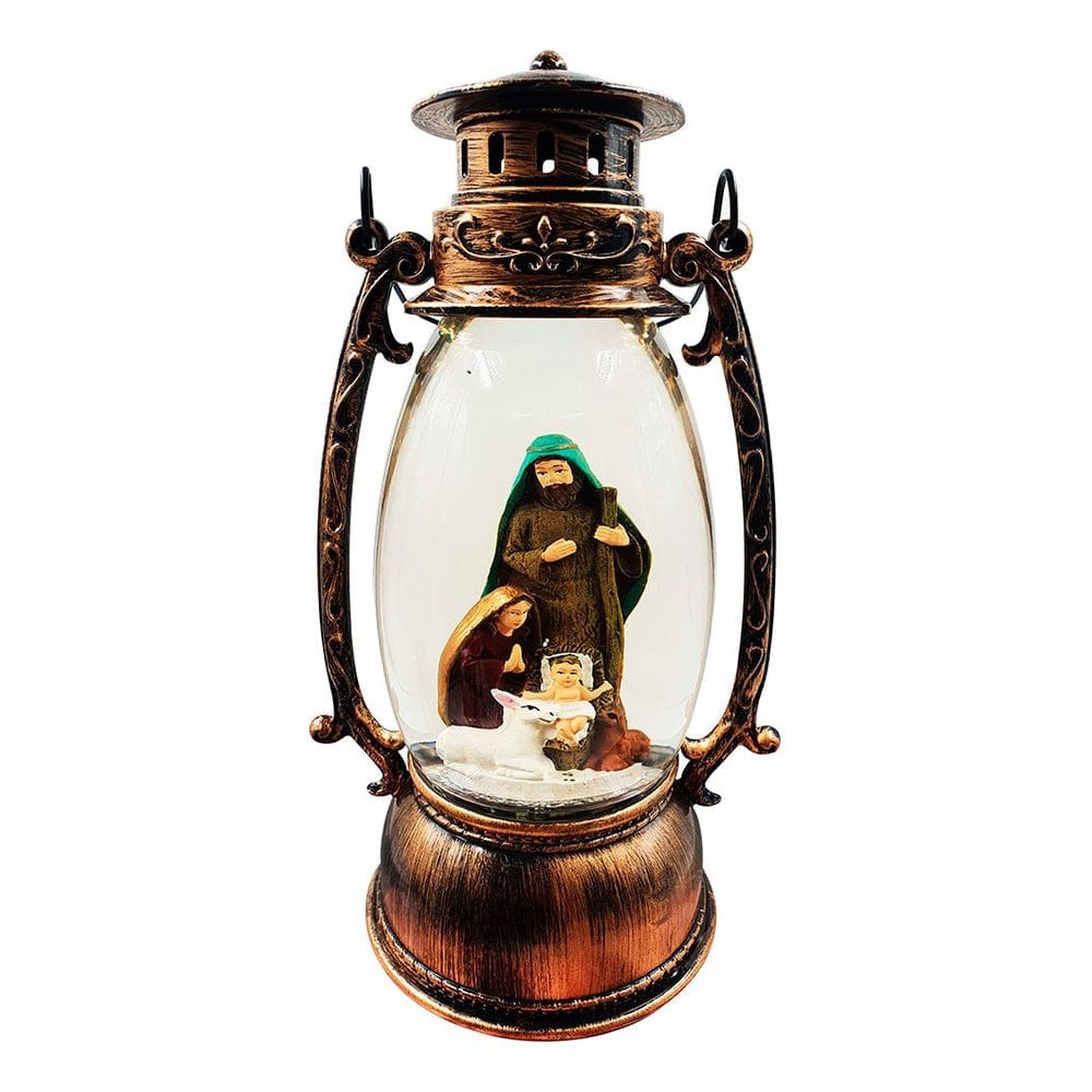 Presépio Musical Lampião Antigo Lamparina Decorativa Led