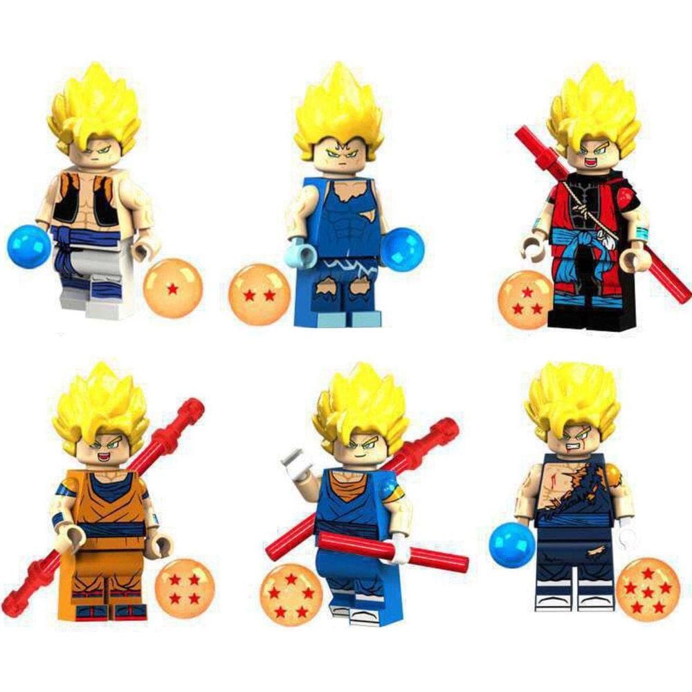 Kit Boneco Blocos Montar Xeno Goku Vegeto Gogeta Dragon Ball