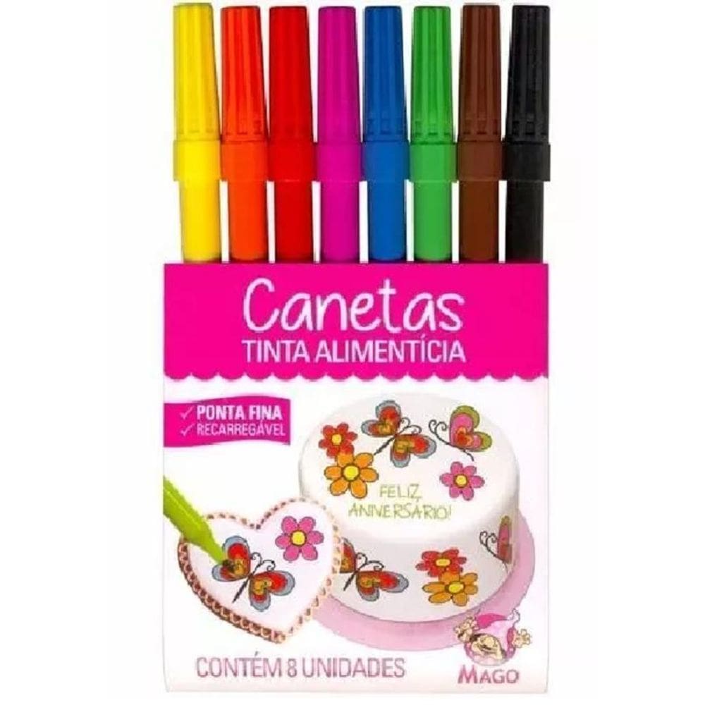 Caneta Tinta Alimentícia Ponta Fina Recarregável Mago -16