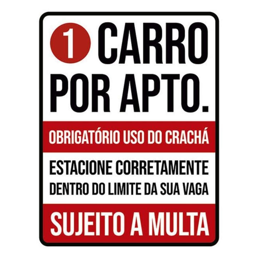 Kit 5 Placas Carro Apto Crachá Estacione 36X46