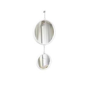 Espelho Decorativo Duplo Branco Alça Corrente 20 Cm 30 Cm