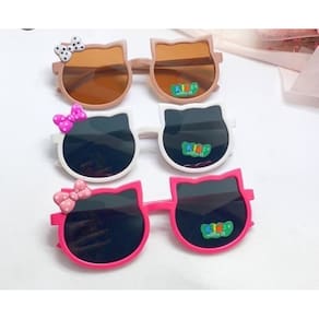 Óculos de Sol Gatinho com Laço Menina Formato armação Gato Flexível Plástico Proteção UV400 Óculo meninas