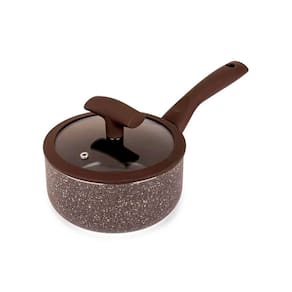 Panela Hercules Redonda Antiaderente Ceramica Indução Marrom 16x8cm 1,5L