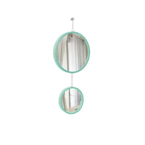 Espelho Decorativo Duplo Verde Alça Corrente 30 Cm 20 Cm